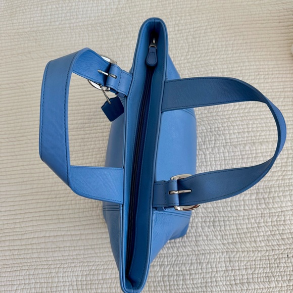 Coach Vintage Waverly Tote 4133 Blue Periwinkle Glovetanned Leather 1997 RARE - Picture 6 of 14